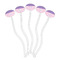 Pink, White & Purple Damask Clear Plastic 7" Stir Stick - Oval - Fan