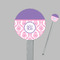 Pink, White & Purple Damask Clear Plastic 7" Stir Stick - Round - Closeup