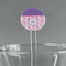 Pink, White & Purple Damask Clear Plastic 7" Stir Stick - Round - Main