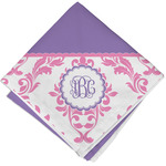 Pink, White & Purple Damask Cloth Cocktail Napkin - Single w/ Monogram