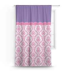 Pink, White & Purple Damask Curtain Panel - Custom Size