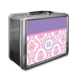 Pink, White & Purple Damask Lunch Box w/ Monogram
