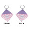 Pink, White & Purple Damask Diamond Keychain (Front + Back)