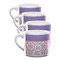 Pink, White & Purple Damask Double Shot Espresso Mugs - Set of 4 Front