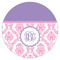 Pink, White & Purple Damask Drink Topper - Small - Single