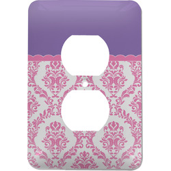 Pink, White & Purple Damask Electric Outlet Plate