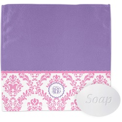 Pink, White & Purple Damask Washcloth (Personalized)