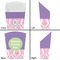 Pink, White & Purple Damask French Fry Favor Box - Front & Back View