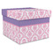 Pink, White & Purple Damask Gift Boxes with Lid - Canvas Wrapped - X-Large - Front/Main