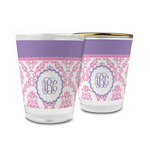 Pink, White & Purple Damask Glass Shot Glass - 1.5 oz (Personalized)