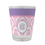 Pink, White & Purple Damask Glass Shot Glass - 1.5 oz - Single (Personalized)