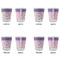 Pink, White & Purple Damask Glass Shot Glass - Standard - Set of 4 - APPROVAL