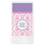 Pink, White & Purple Damask Guest Paper Towels - Full Color (Personalized)