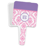 Pink, White & Purple Damask Hand Mirror (Personalized)