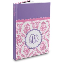 Pink, White & Purple Damask Hardbound Journal - 7.25" x 10" (Personalized)