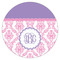 Pink, White & Purple Damask Icing Circle - Large - Single