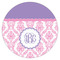 Pink, White & Purple Damask Icing Circle - Medium - Single