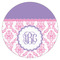 Pink, White & Purple Damask Icing Circle - Small - Single