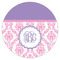 Pink, White & Purple Damask Icing Circle - XSmall - Single