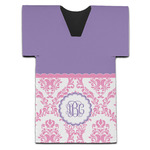 Pink, White & Purple Damask Jersey Bottle Cooler (Personalized)