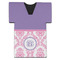 Pink, White & Purple Damask Jersey Bottle Cooler - FRONT (flat)