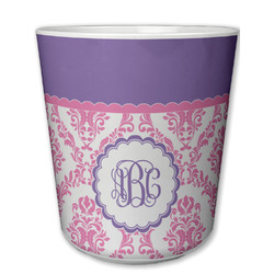 Pink, White & Purple Damask Plastic Tumbler 6oz (Personalized)