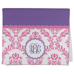 Pink, White & Purple Damask Kitchen Towel - Poly Cotton w/ Monograms