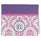 Pink, White & Purple Damask Kitchen Towel - Poly Cotton - Folded Half