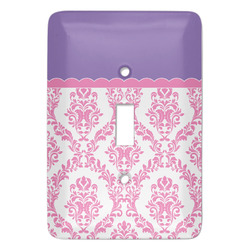 Pink, White & Purple Damask Light Switch Cover (Single Toggle)