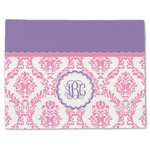 Pink, White & Purple Damask Single-Sided Linen Placemat - Single w/ Monogram