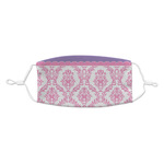 Pink, White & Purple Damask Kid's Cloth Face Mask - Standard