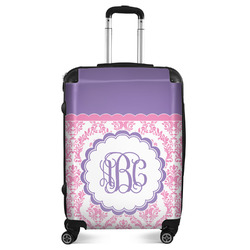 Pink, White & Purple Damask Suitcase - 24" Medium - Checked (Personalized)