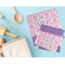 Pink, White & Purple Damask Microfiber Dish Rag - LIFESTYLE