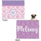 Pink, White & Purple Damask Microfleece Dog Blanket - Large- Front & Back