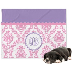 Pink, White & Purple Damask Dog Blanket (Personalized)