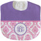 Pink, White & Purple Damask New Baby Bib - Closed and Folded