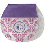 Pink, White & Purple Damask Burp Pad - Velour w/ Monogram