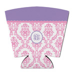 Pink, White & Purple Damask Party Cup Sleeve - with Bottom (Personalized)