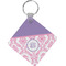 Pink, White & Purple Damask Personalized Diamond Key Chain