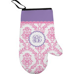 Pink, White & Purple Damask Right Oven Mitt w/ Monogram