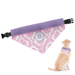 Pink, White & Purple Damask Dog Bandana - Large (Personalized)