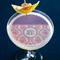 Pink, White & Purple Damask Printed Drink Topper - Large - In Context