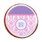 Pink, White & Purple Damask Printed Icing Circle - Medium - On Cookie