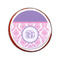 Pink, White & Purple Damask Printed Icing Circle - Small - On Cookie
