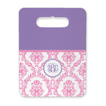 Pink, White & Purple Damask Rectangular Trivet with Handle (Personalized)