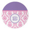 Pink, White & Purple Damask Round Paper Coaster - Approval