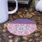 Pink, White & Purple Damask Round Paper Coaster - Front