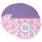 Pink, White & Purple Damask Round Paper Coaster - Main