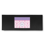 Pink, White & Purple Damask Rubber Bar Mat (Personalized)