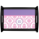 Pink, White & Purple Damask Wooden Tray (Personalized)